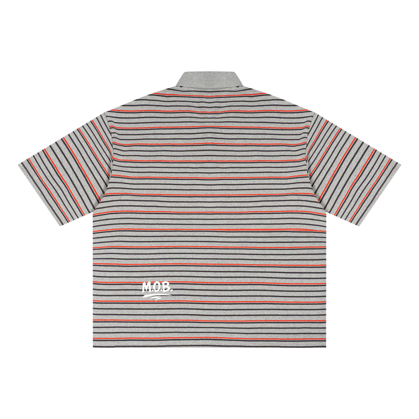 Unisex Striped Boxy Collared Polo Shirt