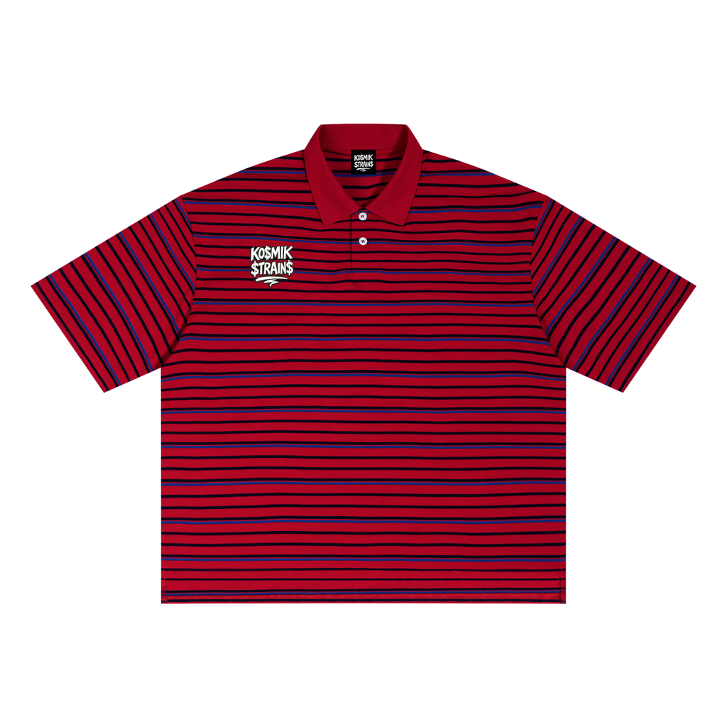 Unisex Striped Boxy Collared Polo Shirt