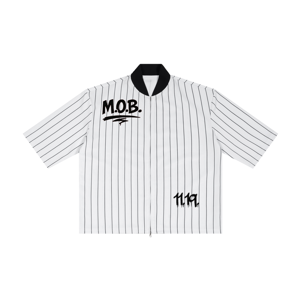 KO$MIK Striped Full-Zip Baseball Jersey
