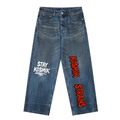 blue KO$MIK Vintage Wash Baggy Denim Jeans
